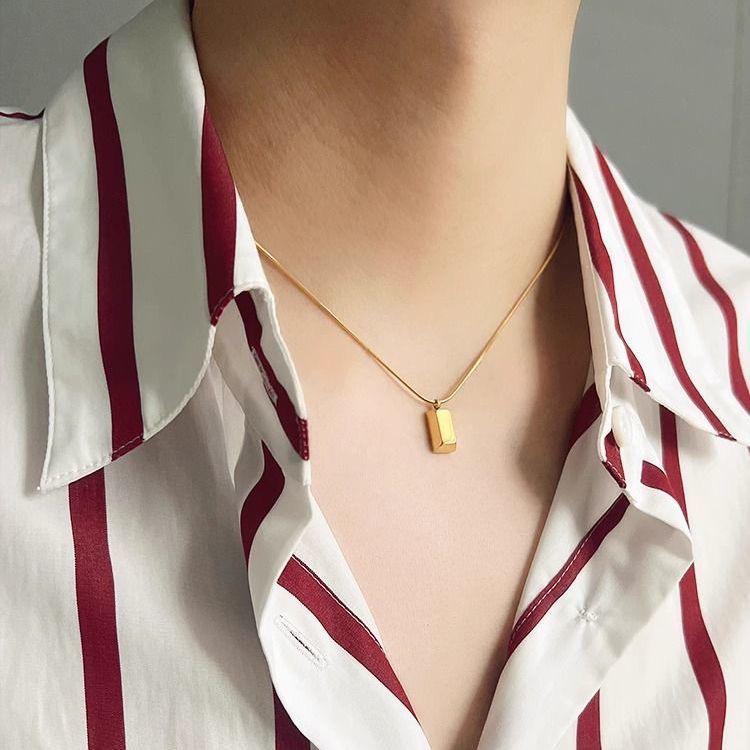 Minimalist Gold Bar Pendant Necklace