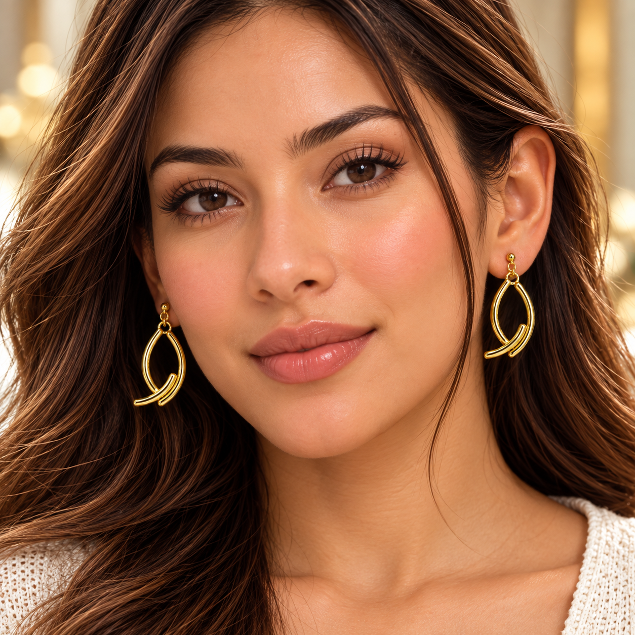 Sculpted Gold Teardrop Drop Earrings