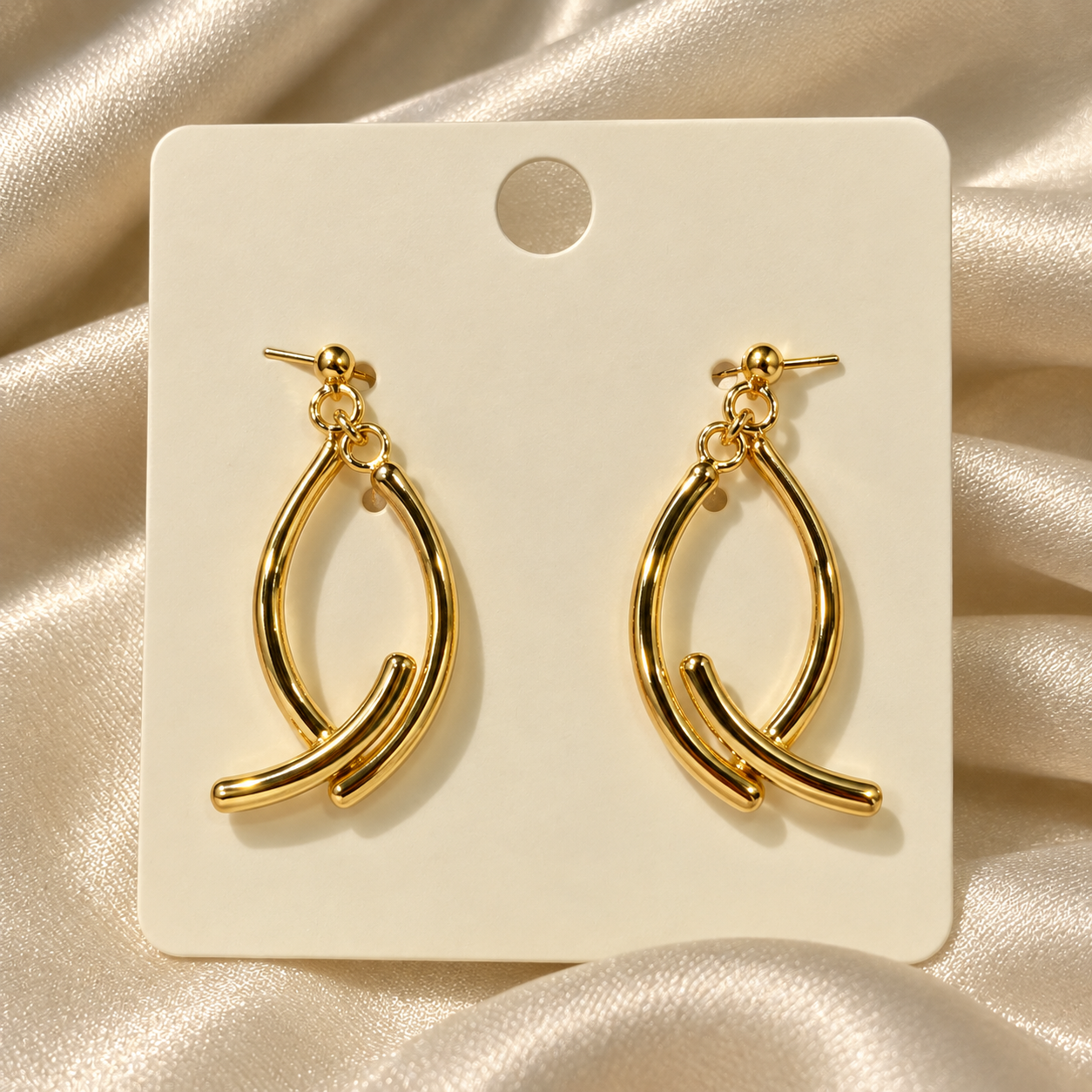 Sculpted Gold Teardrop Drop Earrings