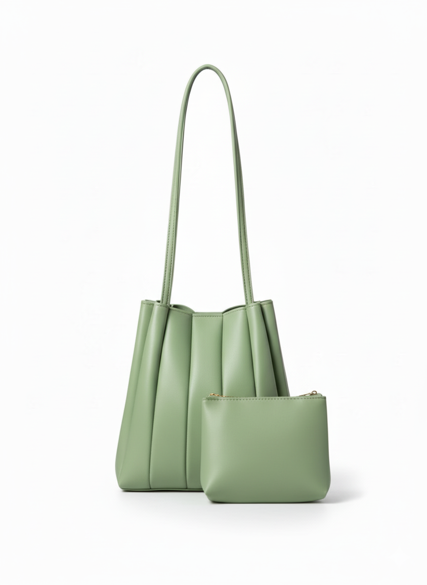 The Pleated Sage Carry-All with Matching Pouch