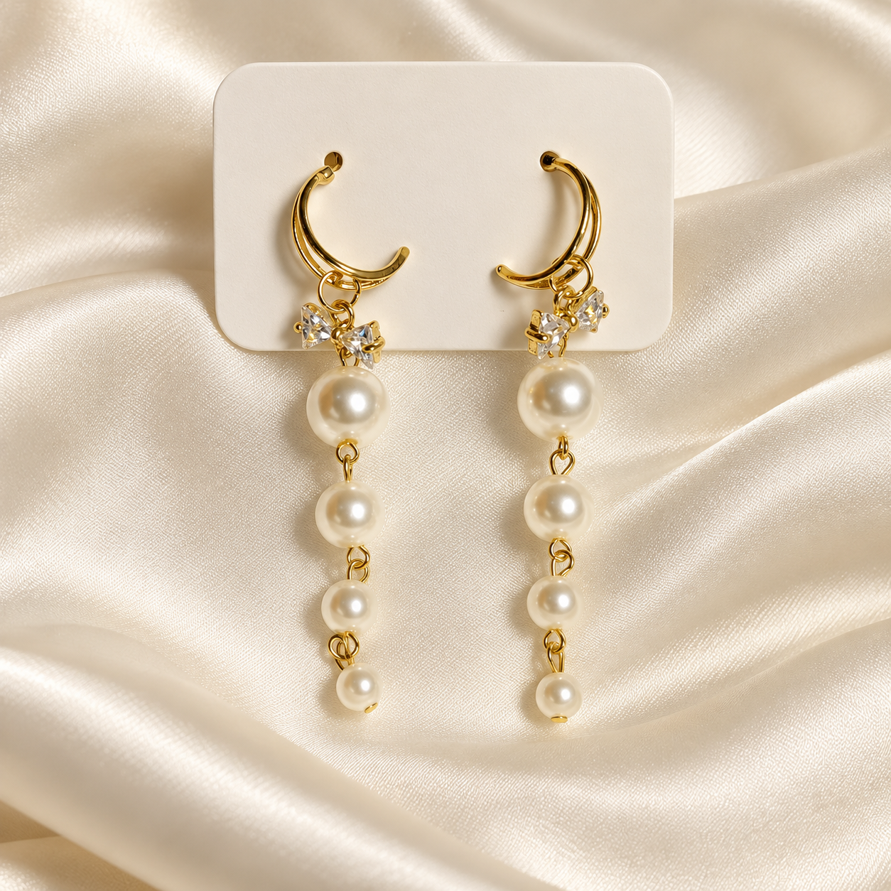 Gold Pearl Drop Earrings