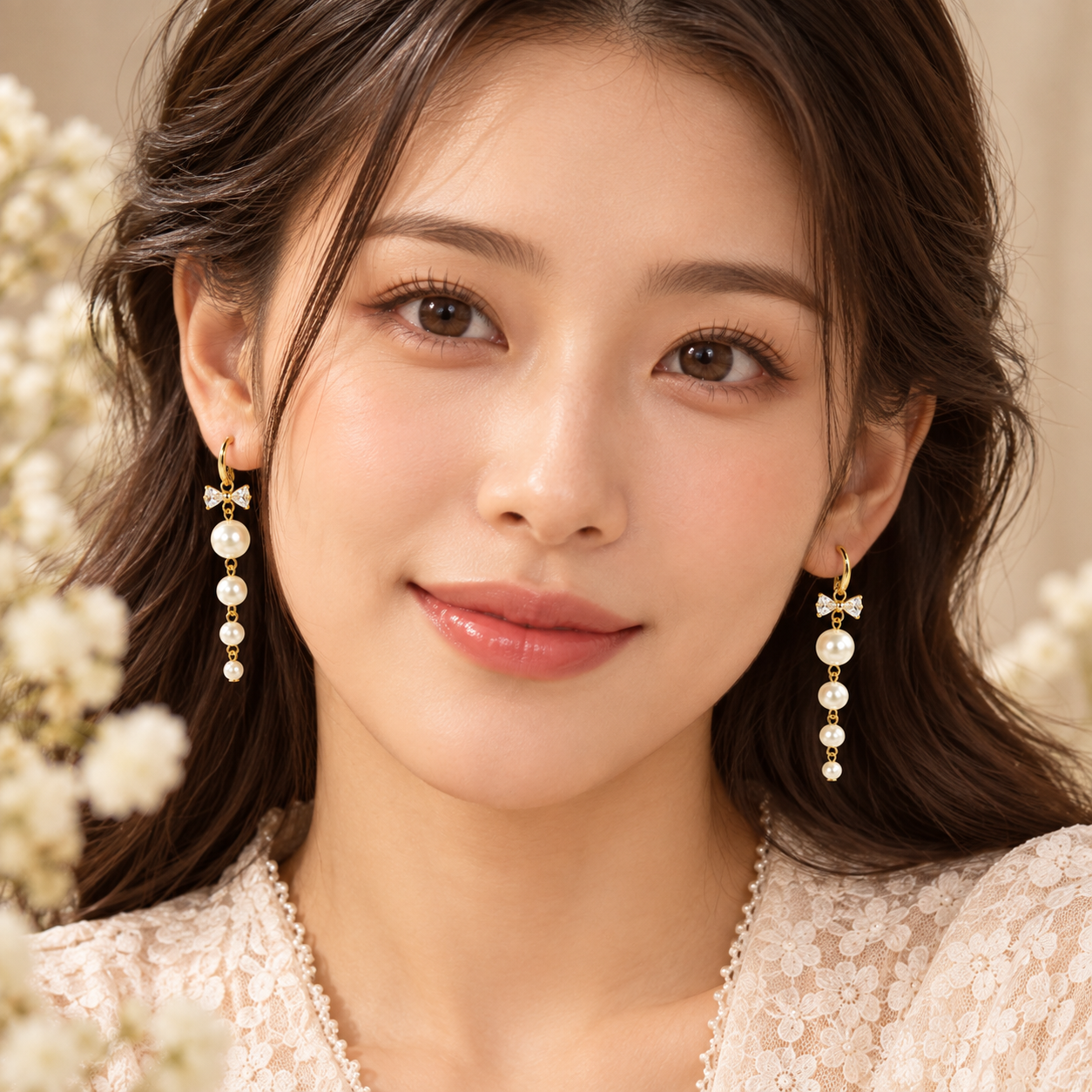 Gold Pearl Drop Earrings