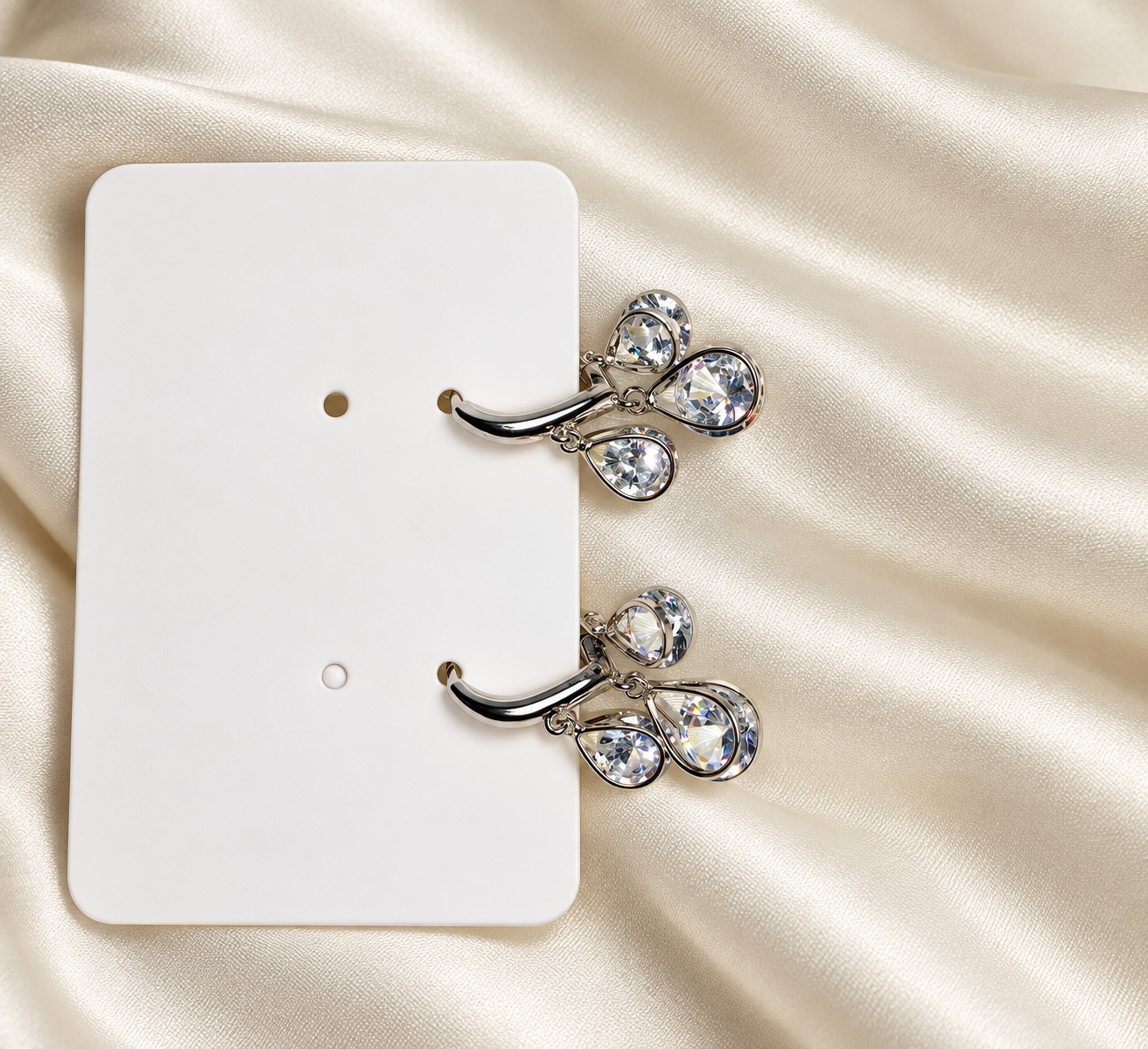 Silver Crystal Chandelier Drop Earrings