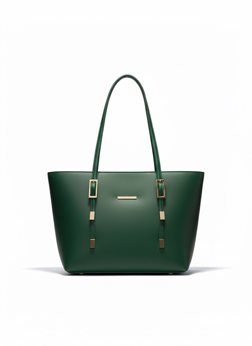 The Structured Deep Green Faux Leather Tote