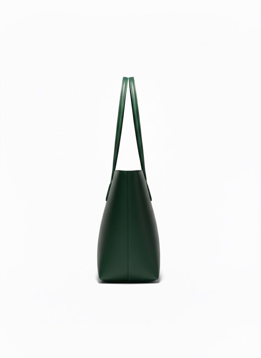 The Structured Deep Green Faux Leather Tote