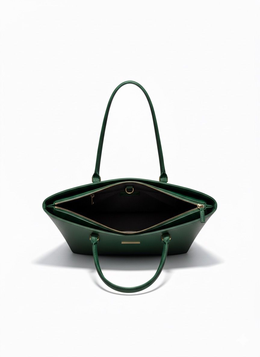 The Structured Deep Green Faux Leather Tote