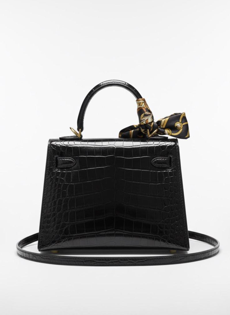 Hermès Kelly Sellier in Black Crocodile