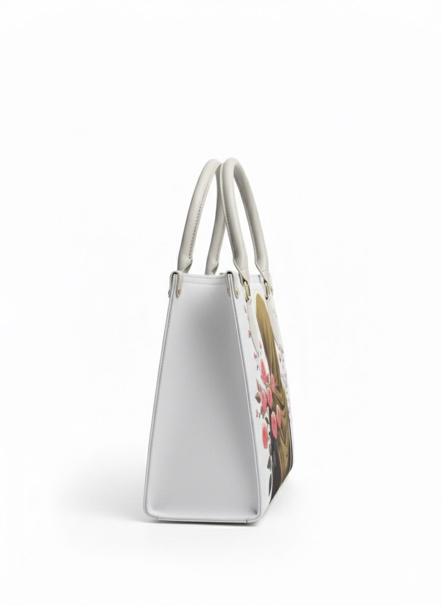 Elegant Hijabi Girl & Roses Printed Tote Bag