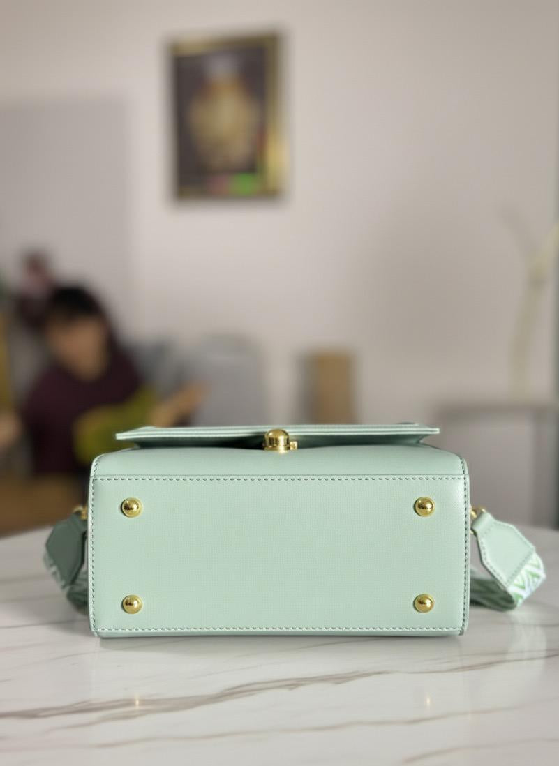 Chic Mint Green Embossed Pattern Satchel with Woven Strap