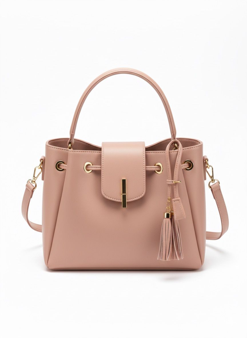 Chic Dusty Rose Bucket Bag with Adjustable Strap