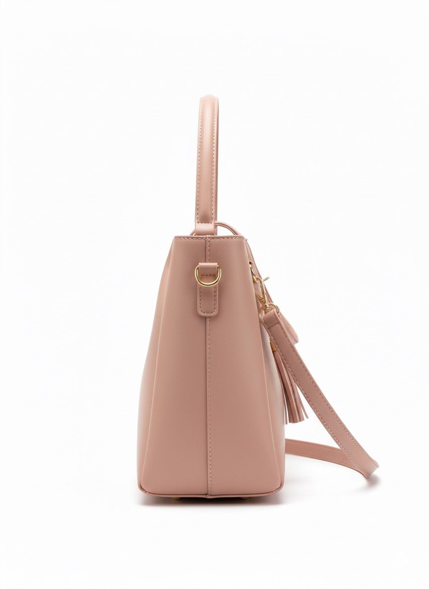 Chic Dusty Rose Bucket Bag with Adjustable Strap