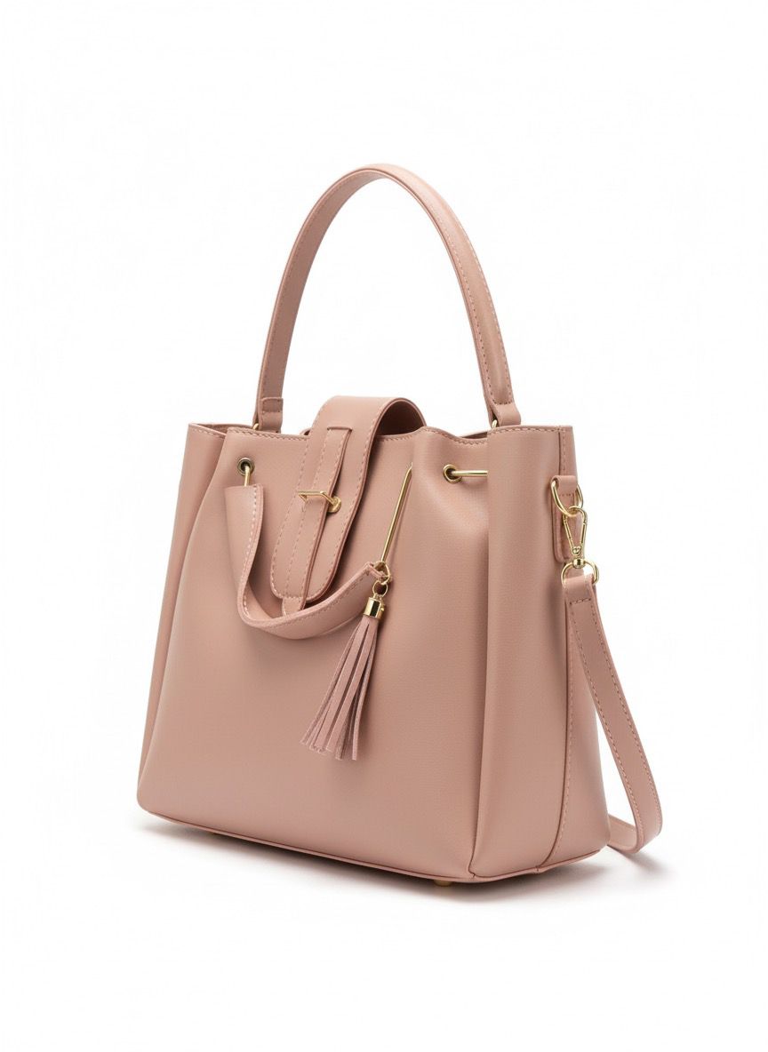 Chic Dusty Rose Bucket Bag with Adjustable Strap