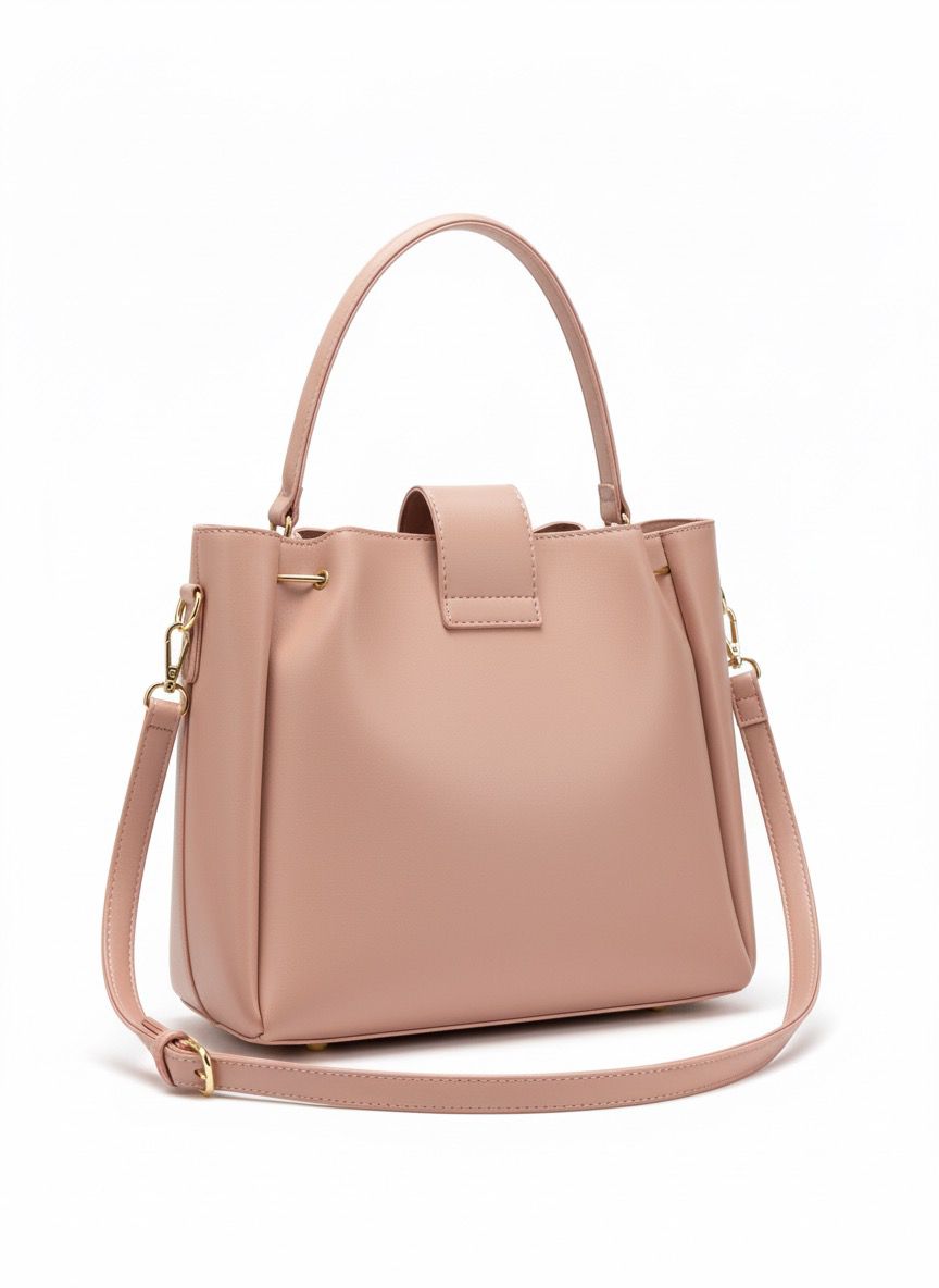 Chic Dusty Rose Bucket Bag with Adjustable Strap
