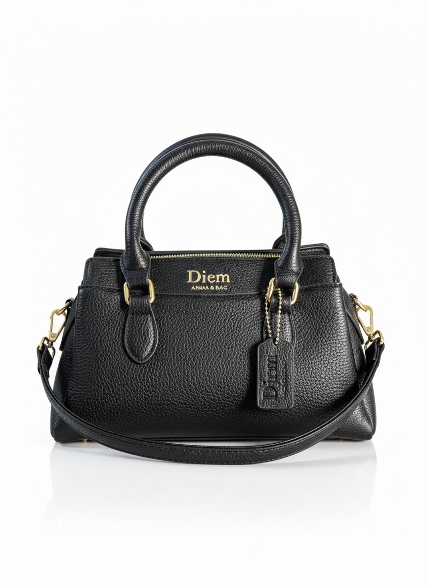 Elegant Beige Textured Faux Leather Satchel
