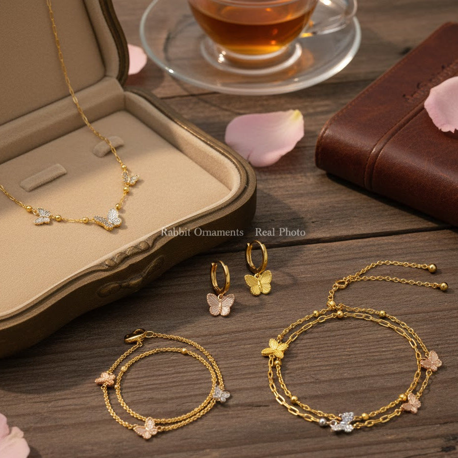 Élysée Papillon 18K Gold Butterfly Jewellery Set